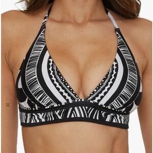 Trina Turk Hula Reversible Bikini Top Tie Back Size 4 Black White Geometric
